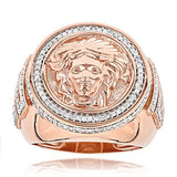 14K Gold Diamond Mens Versace Style Ring 1.88ct Medusa
