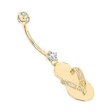 14K Pure Gold Diamond Flip Flop Belly Ring 0.33ct