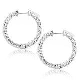 Diamond Hoops 14K Gold Inside Out Diamond Hoop Earrings for Women 2.5ct