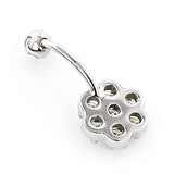 Belly Button Rings Gold Diamond Belly Ring Flower 1.38