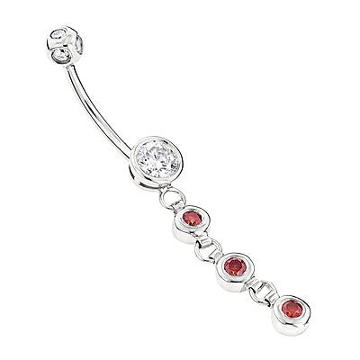 Gold Body Jewelry: White Pink Diamond Belly Button Ring 14K 0.86ct