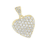 14k Gold Pave Diamond Heart Pendant 2ct