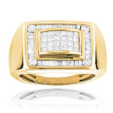 14k Gold Men's Diamond Ring Princess Baguettes 1.4ct
