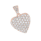 14k Gold Pave Diamond Heart Pendant 2ct