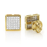 14K Gold Pave Set Round Diamond Studs Earrings 0.33ct