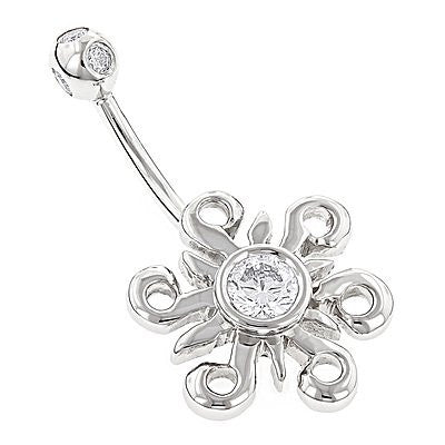 Belly Button Rings 14K Gold Diamond Belly Ring Sun 0.77