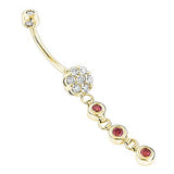 Flower Body Jewelry: White Pink Diamond Belly Button Ring 0.66ct 14K