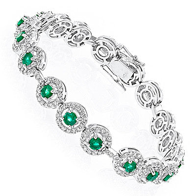 18K Gold Diamond and Emerald Bracelet 2.52 ctw 3.56 ctw