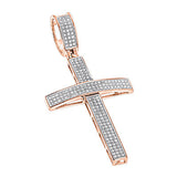 14K Gold Round Pave Diamond Cross Pendant 0.5ct