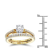 14K Gold 1.19ct Round Diamond Designer Engagement Ring Set with Band
