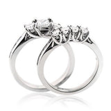 14K Gold 1.52ct Three Stone Diamond Engagement Ring Set