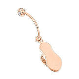 14K Pure Gold Diamond Flip Flop Belly Ring 0.33ct