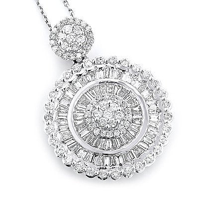 Ladies 18K Gold Designer Diamond Circle Pendant 2.75ct