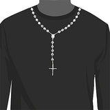 14K White Gold Rosary Beads Chain Necklace 8mm 30in