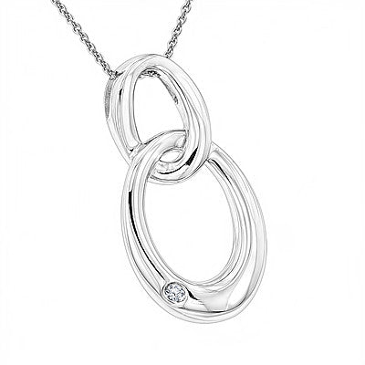 Luxurman Love Quotes Diamond Interlocking Ovals Pendant Necklace with Chain