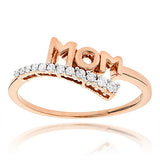 14K Gold Diamond Mom Ring 0.13ct Journey Diamond Jewelry Style 0.13ct