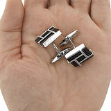 Black Onyx and Diamonds 14K Gold Mens Cufflinks