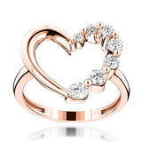 14K Gold Journey Heart Diamond Ring 0.75ct