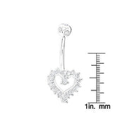Navel Rings: 14K Diamond Heart Belly Button Ring 0.48