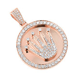 3ct DIAMOND PENDANT ROLEX STYLE GOLD CROWN MEDALLION