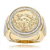 14K Gold Diamond Mens Versace Style Ring 1.88ct Medusa