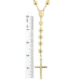 14K Yellow Gold Rosary Beads Chain Necklace 8mm 30in