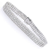 3 Row Sterling Silver Diamond Bracelet 0.5ct