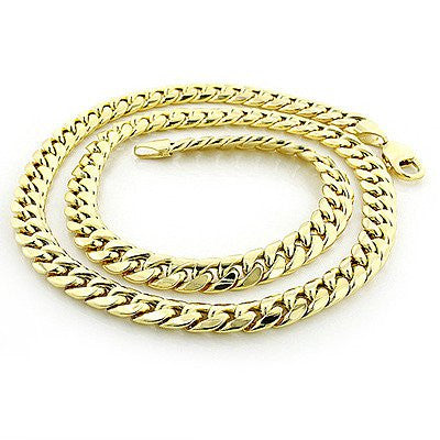 14K Yellow Gold Miami Cuban Link Curb Chain 8mm Wide 22in-40in Long Acc