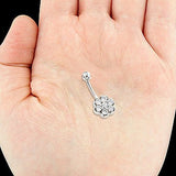 Belly Button Rings Gold Diamond Belly Ring Flower 1.38