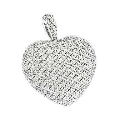 Pave Diamond Heart Necklace 14K Gold 2.65ct