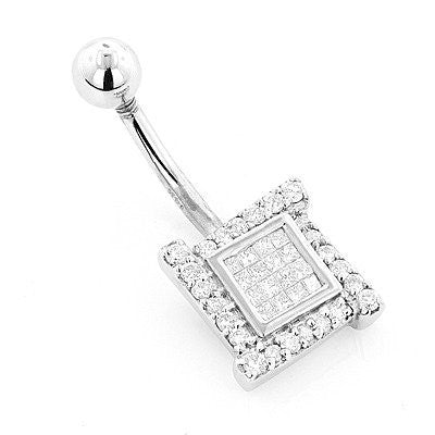 Luxury Body Jewelry: Gold Diamond Belly Button Ring 0.53ct 14K