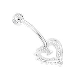 Navel Rings: 14K Diamond Heart Belly Button Ring 0.48