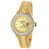 18k Yellow Gold Ladies ROLEX Oyster Diamond Watch Perpetual Datejust 3