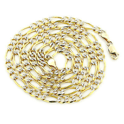 Yellow Gold Diamond Cut Figaro Chain 10K 4.5mm 22-24in