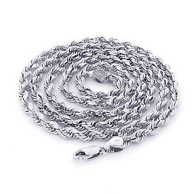 14K White Gold Rope Chain 4mm 22-30in