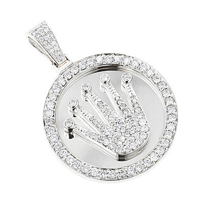 3ct DIAMOND PENDANT ROLEX STYLE GOLD CROWN MEDALLION Iceberg